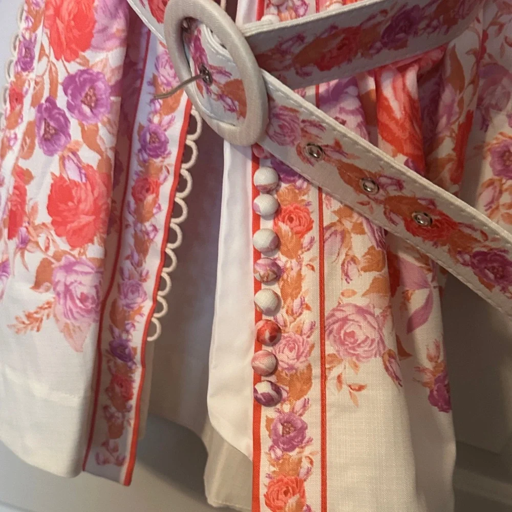 Beulah Floral Midi Dress in Pink and Orange - Picture 8 of 8